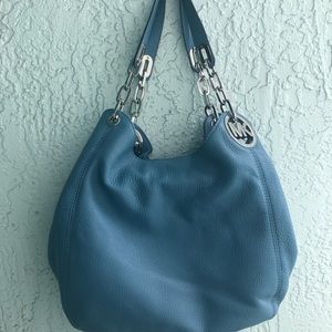 Michael Kors rare blue large Hobo Fulton bag